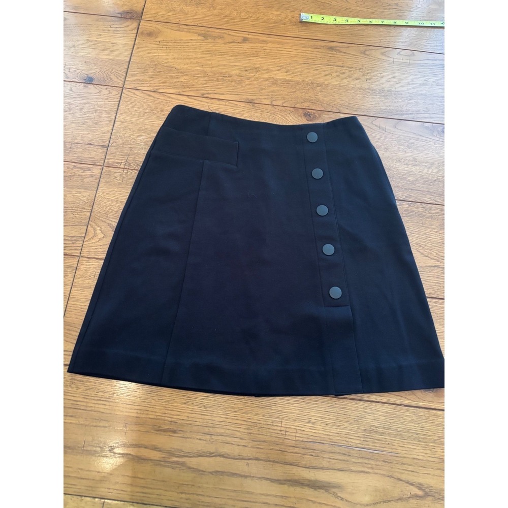 Cabi Mini Skirt Womens 0 Black Excellent Button Detail A-Line Ponte